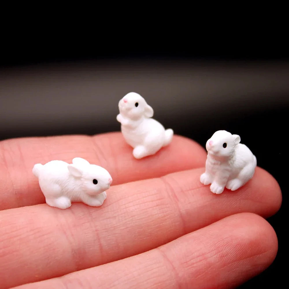 5/10pcs Mini Resin Rabbit Figurines for Fairy Garden and DIY Crafts