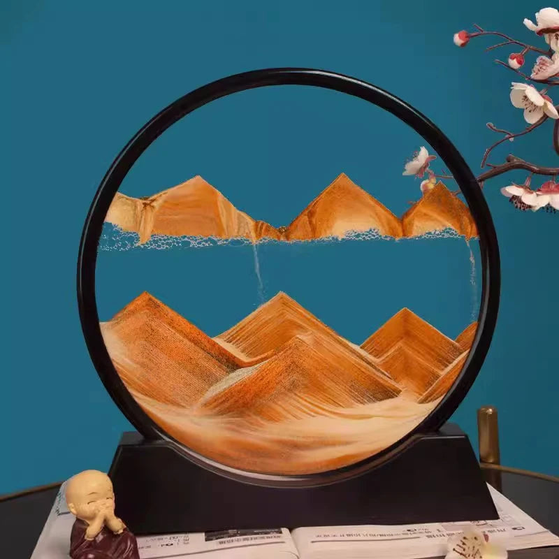 3D Moving Sand Art – Round Glass Quicksand Hourglass Decor