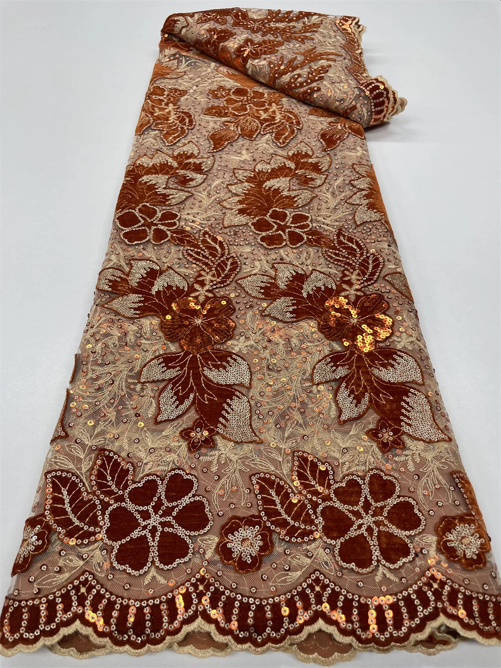 African Sequin Velvet Lace Fabric for Dressmaking RC129
