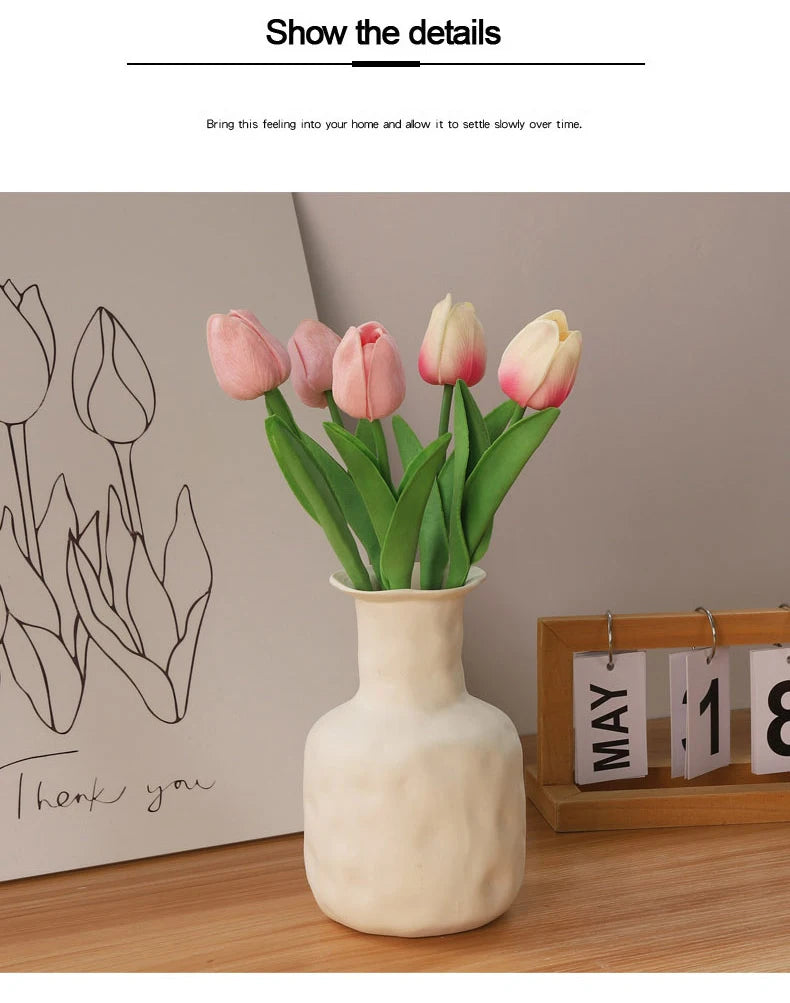 Silicone Artificial Tulip Bouquet – Realistic Floral Stems for Home & Wedding Decor