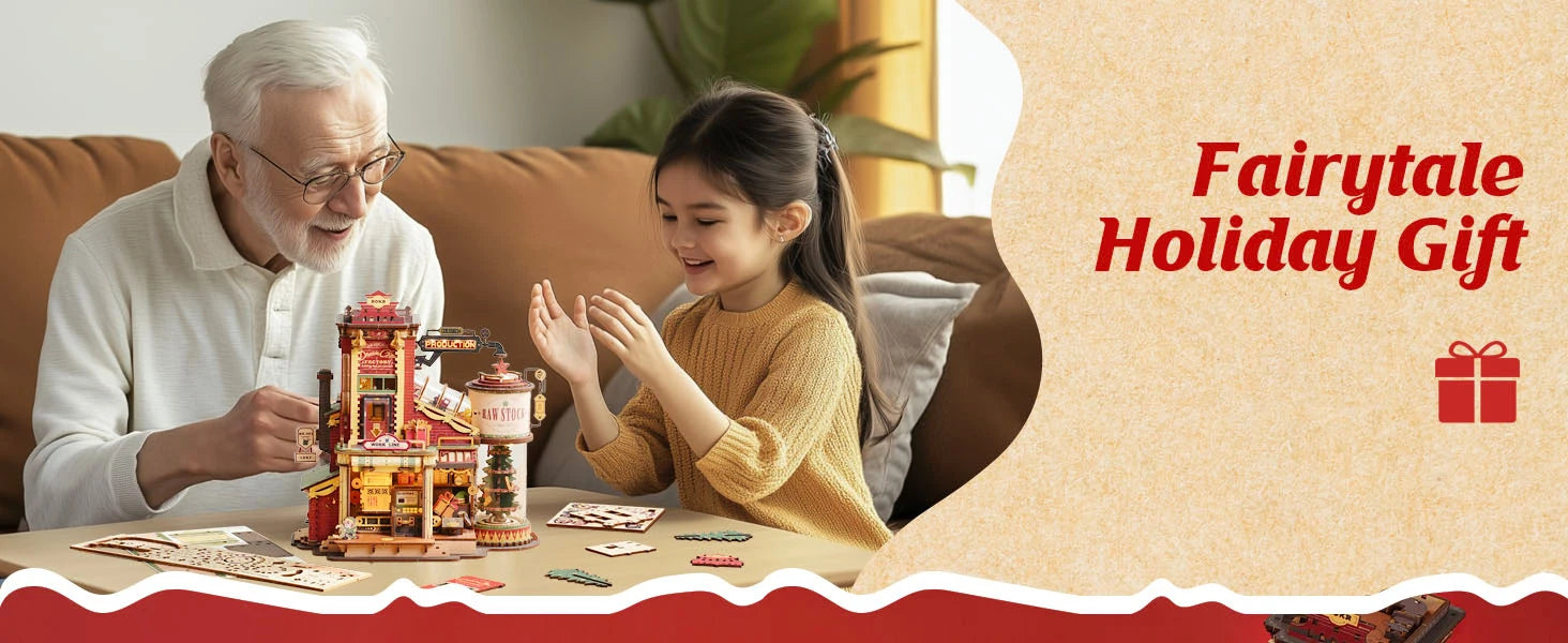 Robotime Rokr 3D Wooden Music Box – Christmas Dream Gift Factory Puzzle Kit