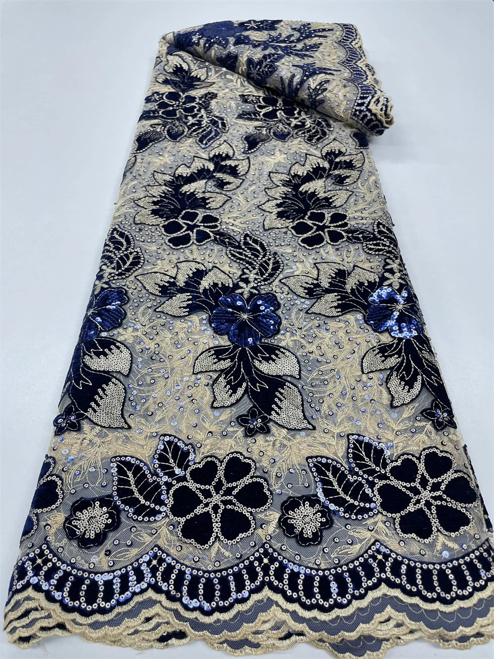 African Sequin Velvet Lace Fabric for Dressmaking RC129