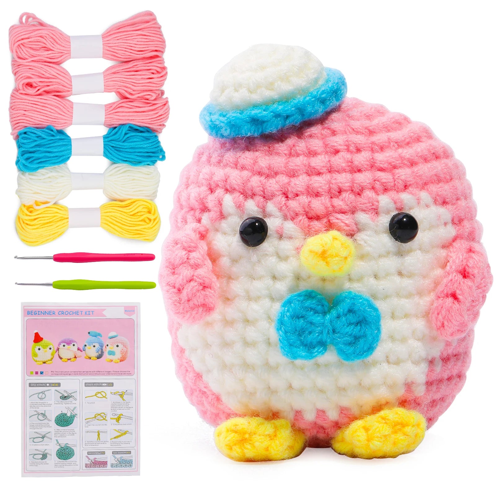 KRABALL Penguin Crochet Kit – Beginner Set with Video Tutorial