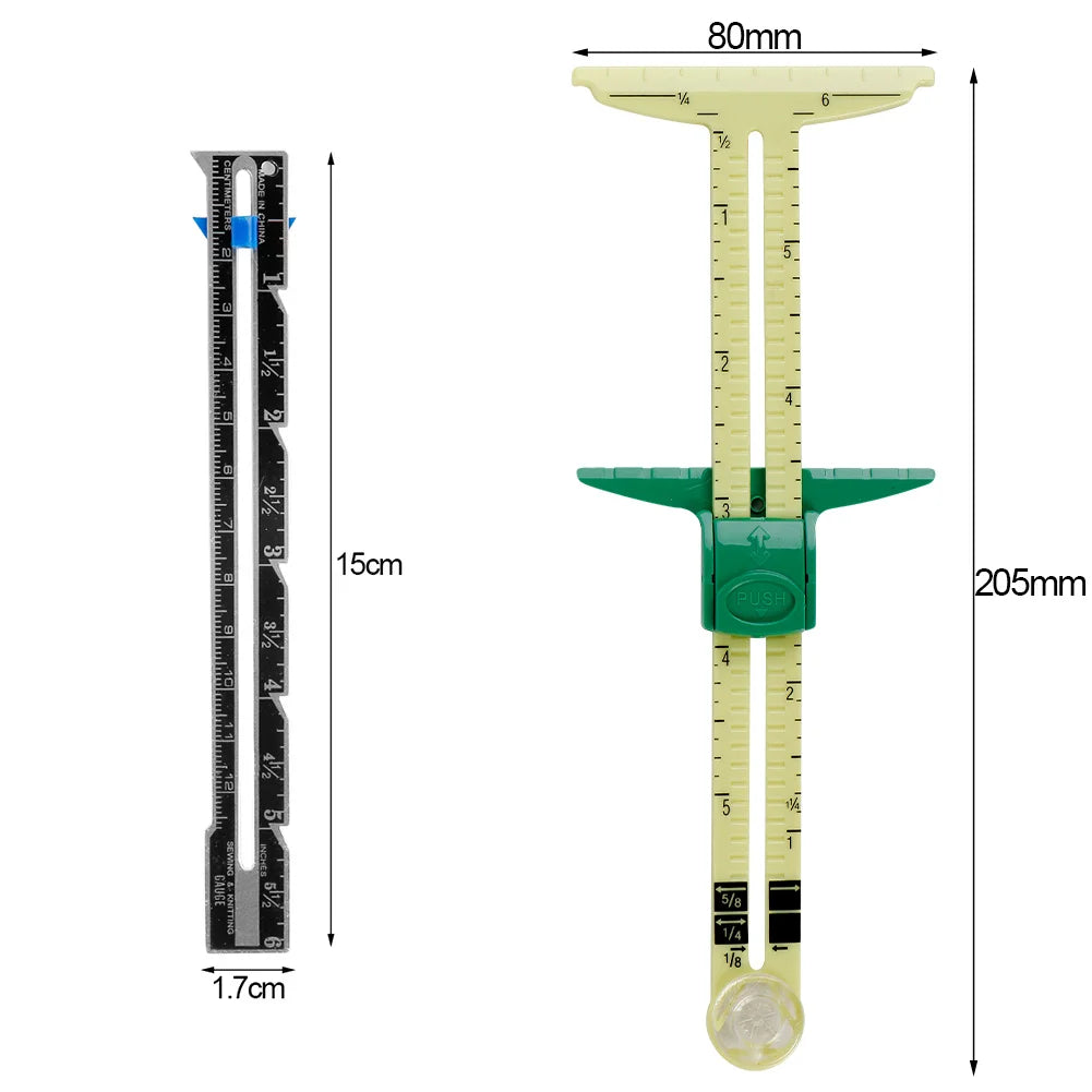 5-IN-1 Sewing Seam Ruler Gauge – Aluminum & Plastic