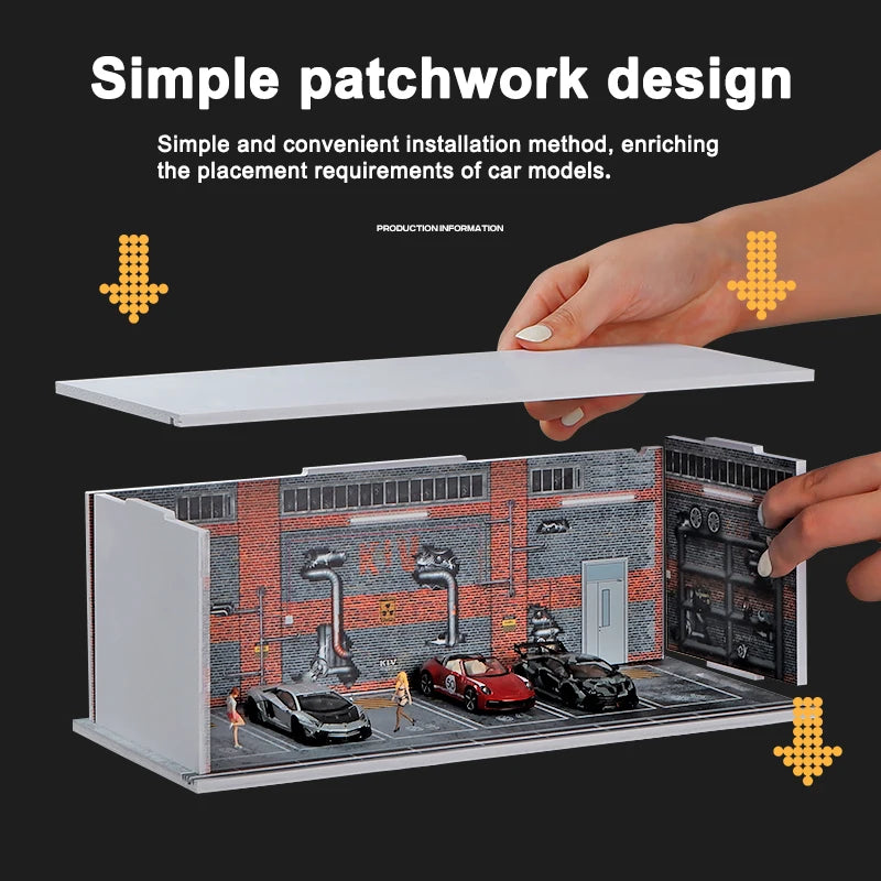 1/64 Scale Garage Model Scene with Lights – Diorama Decoration1/64 Scale Garage Model Scene with Lights – Diorama Decoration