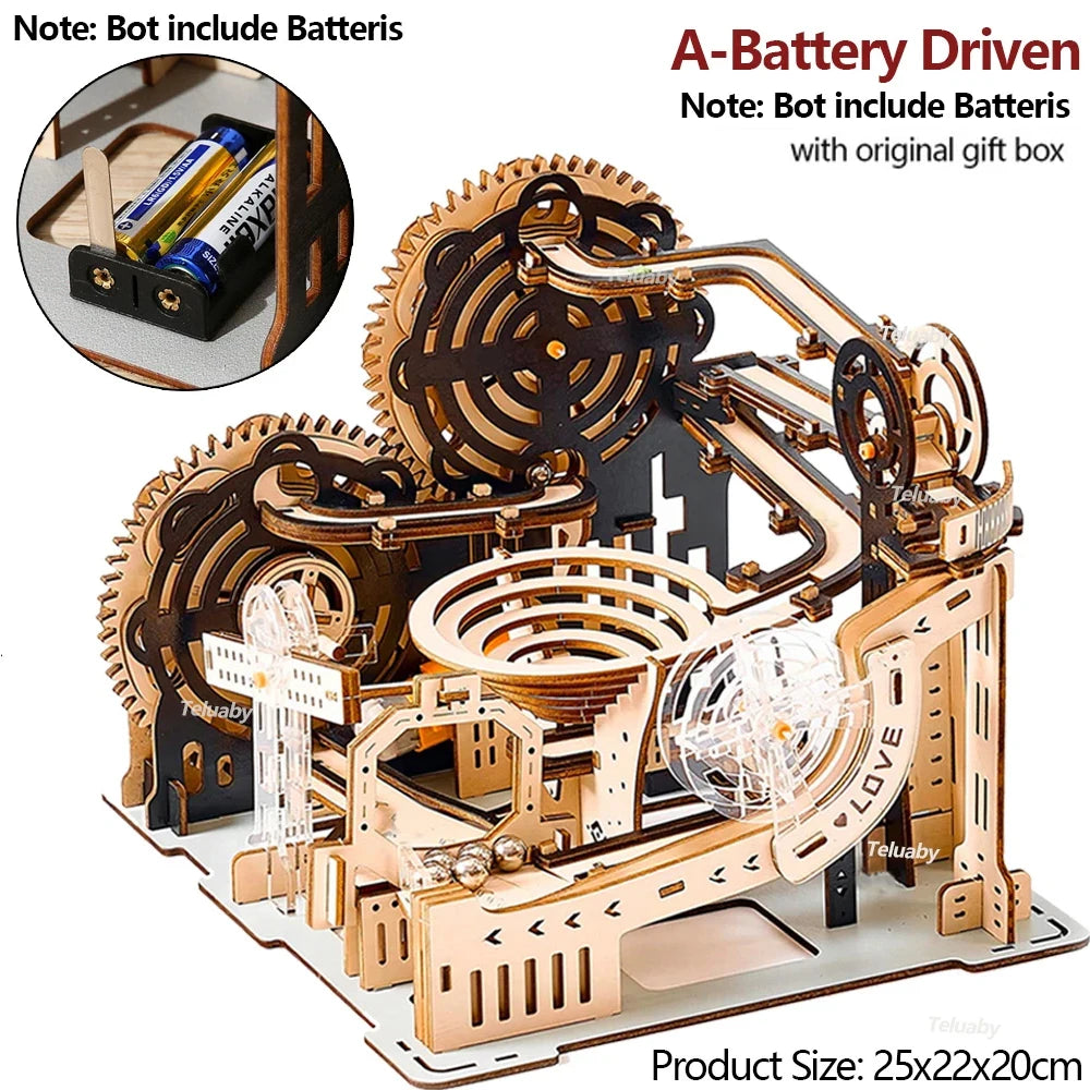 3D Wooden Marble Run Puzzle – Mechanical Model Kit