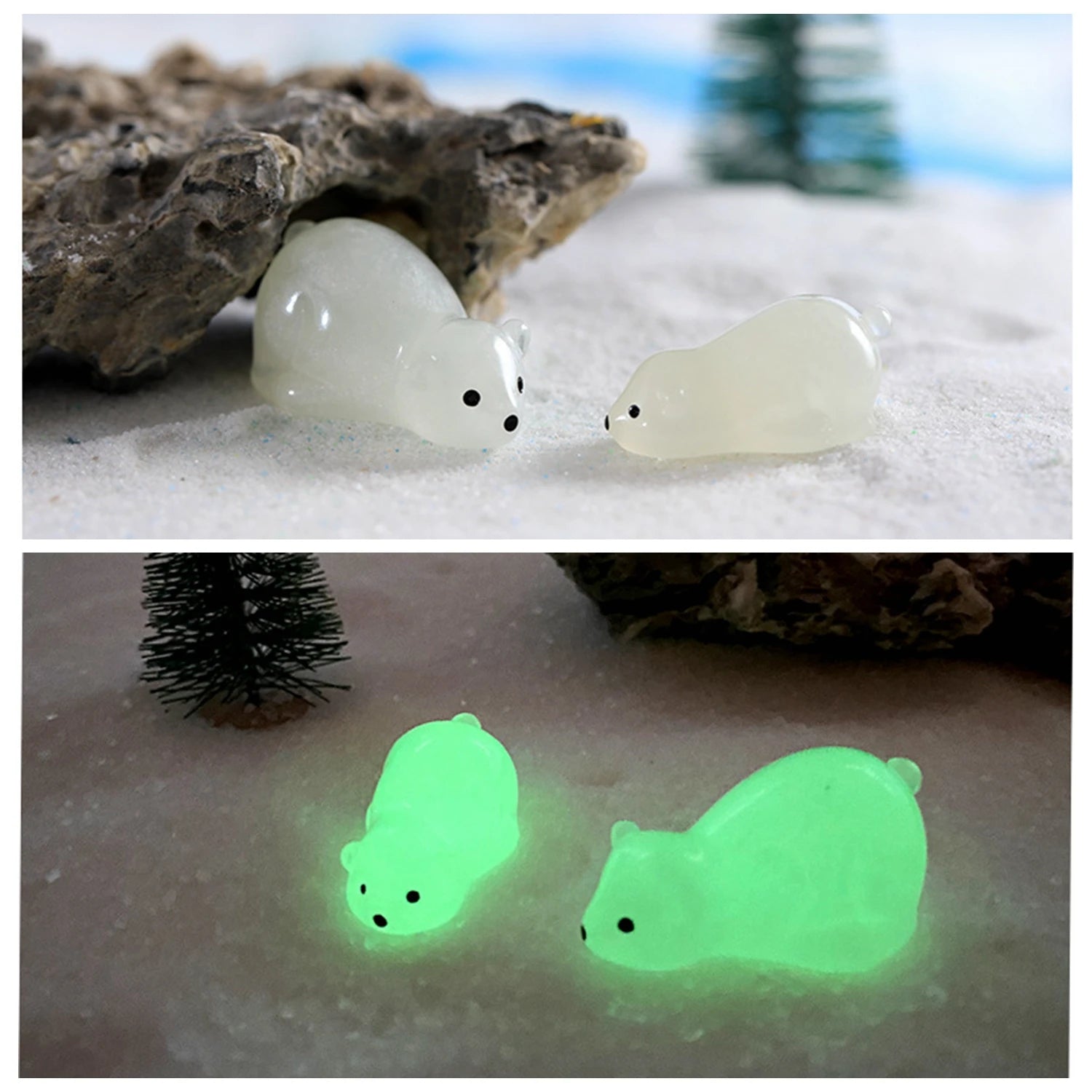 Mini Glow-in-the-Dark Animal and Mushroom Figurines for Fairy Garden