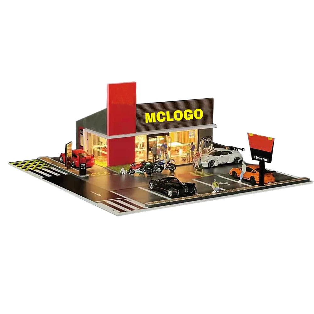 GFans 1:64 Scale Car Garage Diorama Model with LED Lights