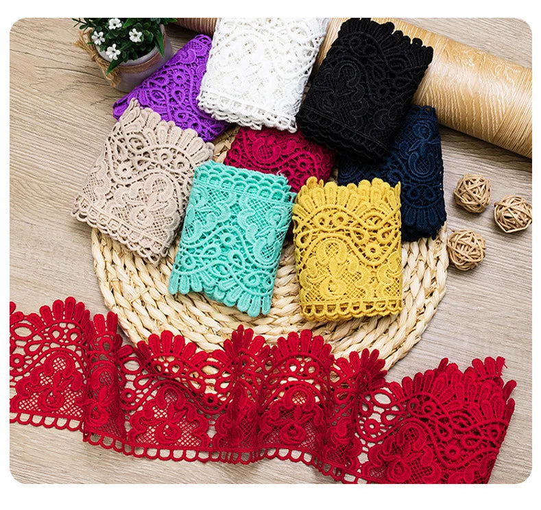10cm Hollow Floral Embroidered Elastic Lace Trim