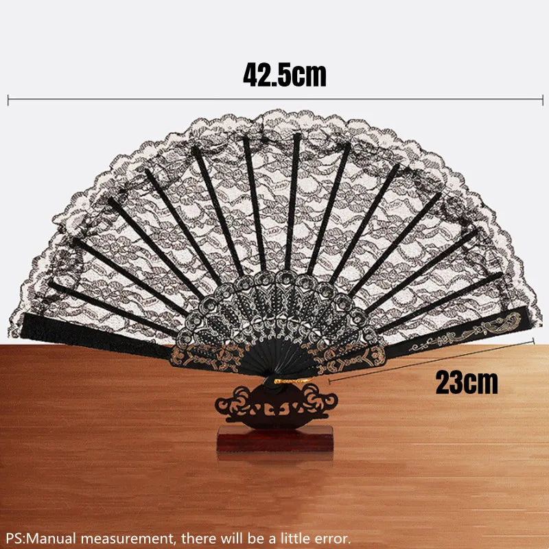 Retro Lace Folding Hand Fan for Dance and Decor