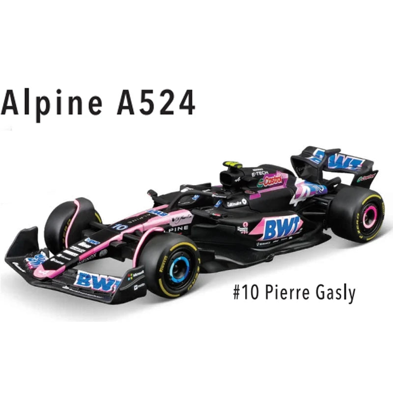 2024 Bburago 1:43 F1 Alpine A524 Diecast Model – Blue & Pink