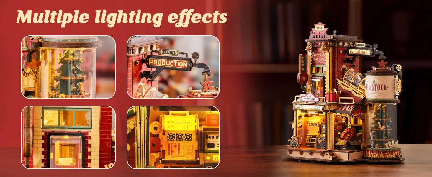 Robotime Rokr 3D Wooden Music Box – Christmas Dream Gift Factory Puzzle Kit