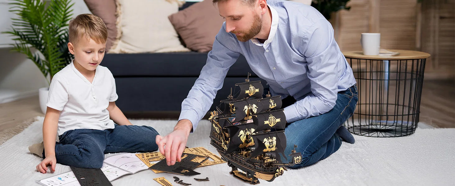 Robotime Rokr 3D Wooden Seahouse Barque Model Kit