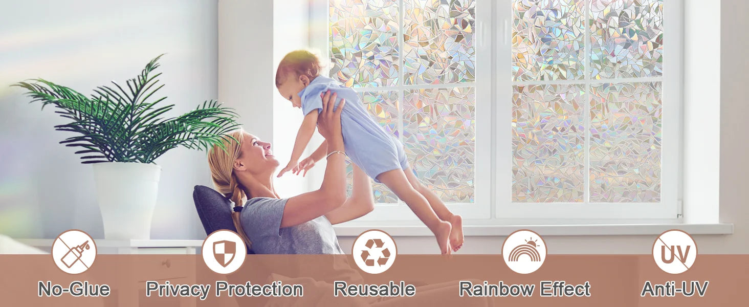 Rainbow Static Cling Stained Glass Privacy Film