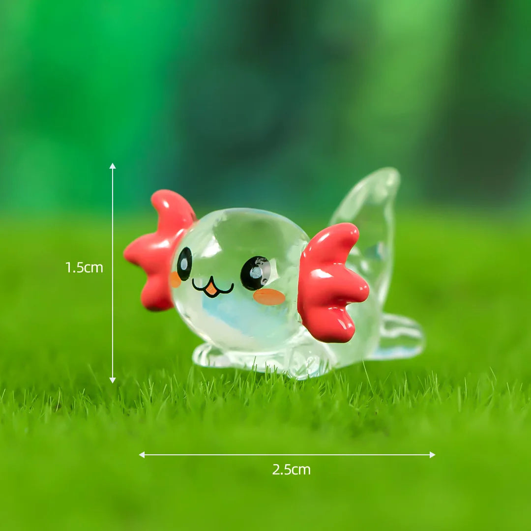 8-15PCS Glow-in-the-Dark Axolotl Miniatures for Microlandscape & Fish Tank Deco