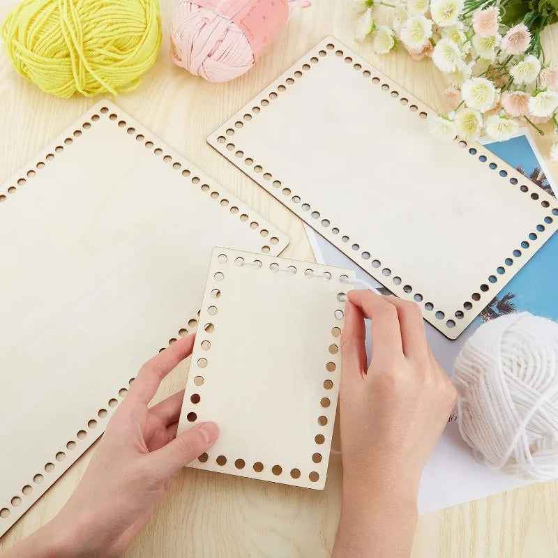 Wooden Rectangle Crochet Basket Bottom (3 Sizes)