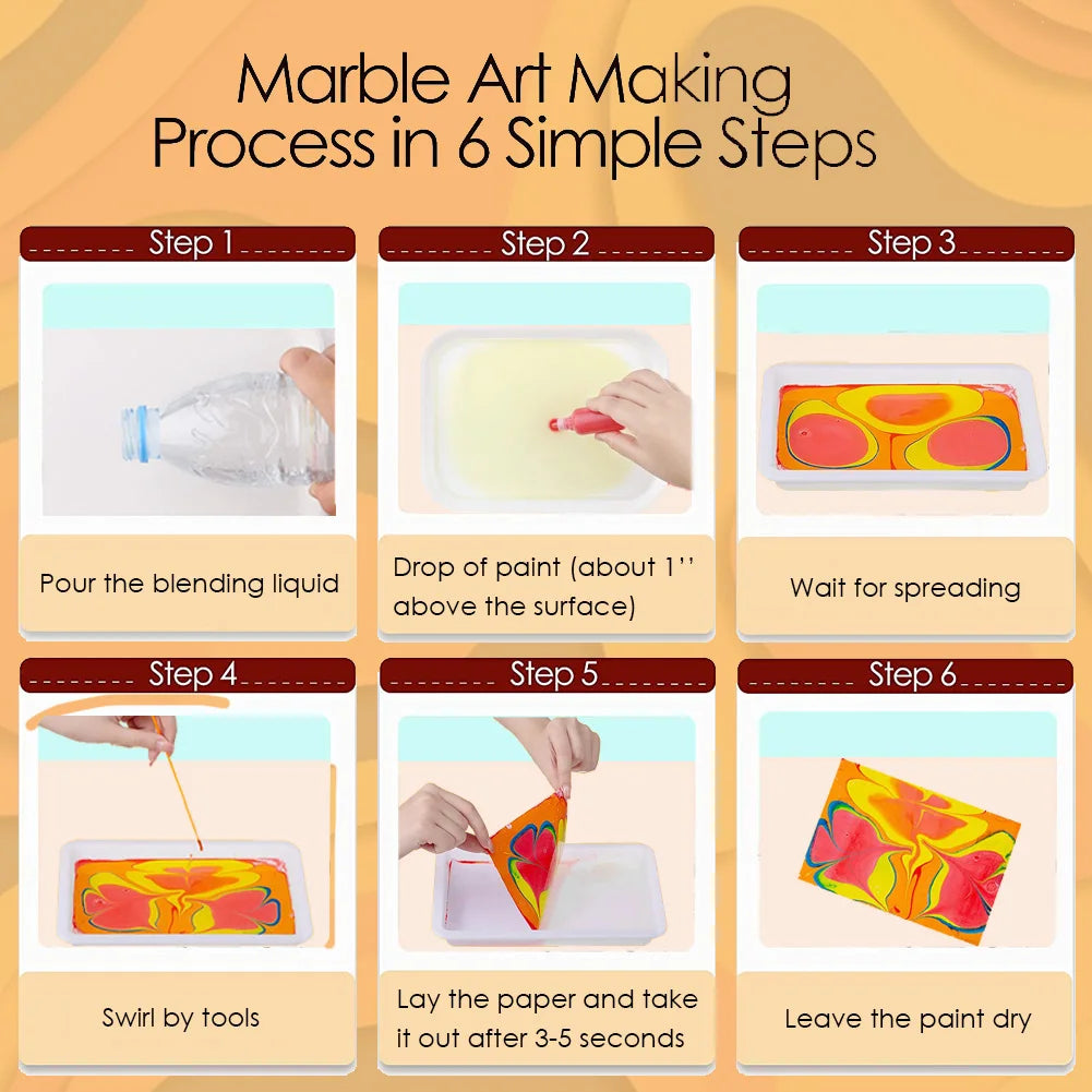 Marble Painting Kit for Kids – Water Marbling Art Set