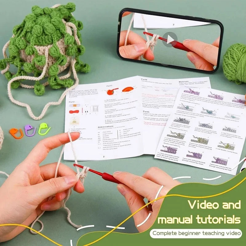 KRABALL Crochet Plant Hanger Kit – Beginner Set with Video Tutorial