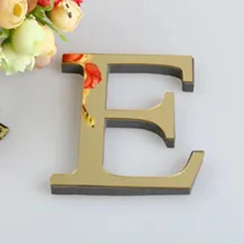 3D Mirror Acrylic Gold Letter Wall Stickers 10CM