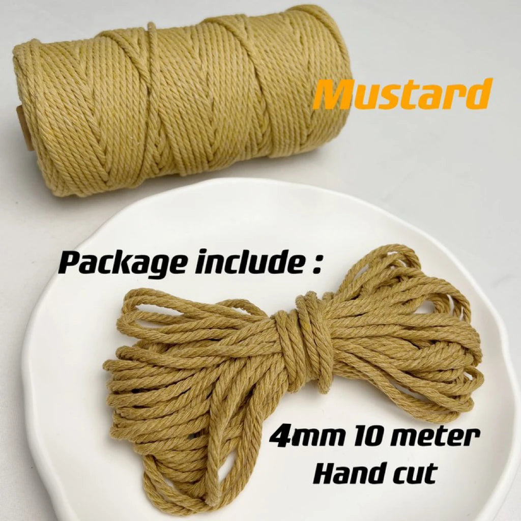 10m 4mm Braided Cotton Macrame Rope – Natural DIY Craft Cord