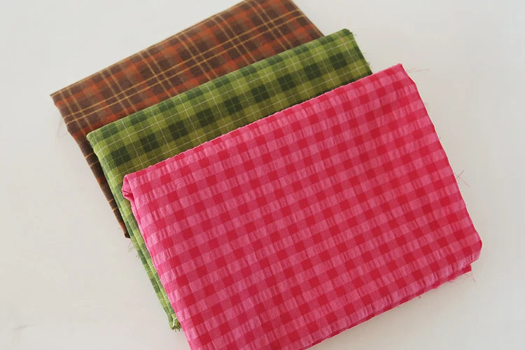 Pitaya Red Plaid Yarn-Dyed Cotton Linen Fabric 145x50cm