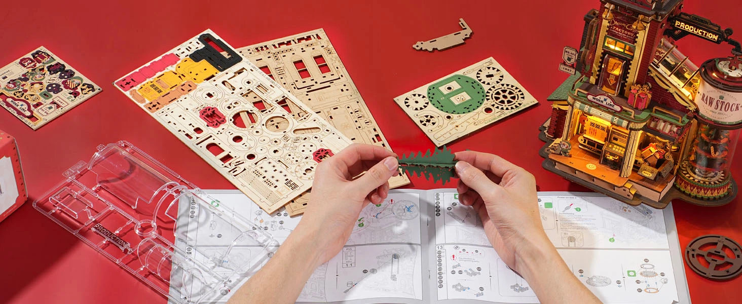 Robotime Rokr 3D Wooden Music Box – Christmas Dream Gift Factory Puzzle Kit