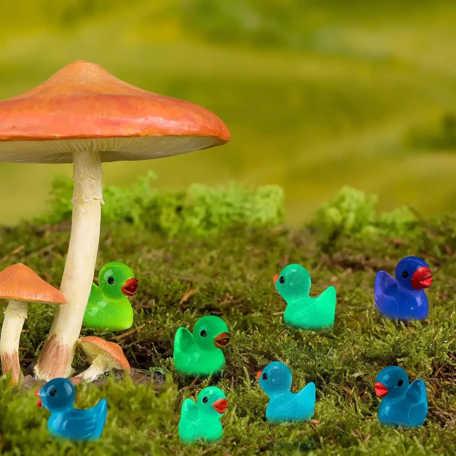 Luminous Mini Duck Figurines for Fairy Garden and Home Decor