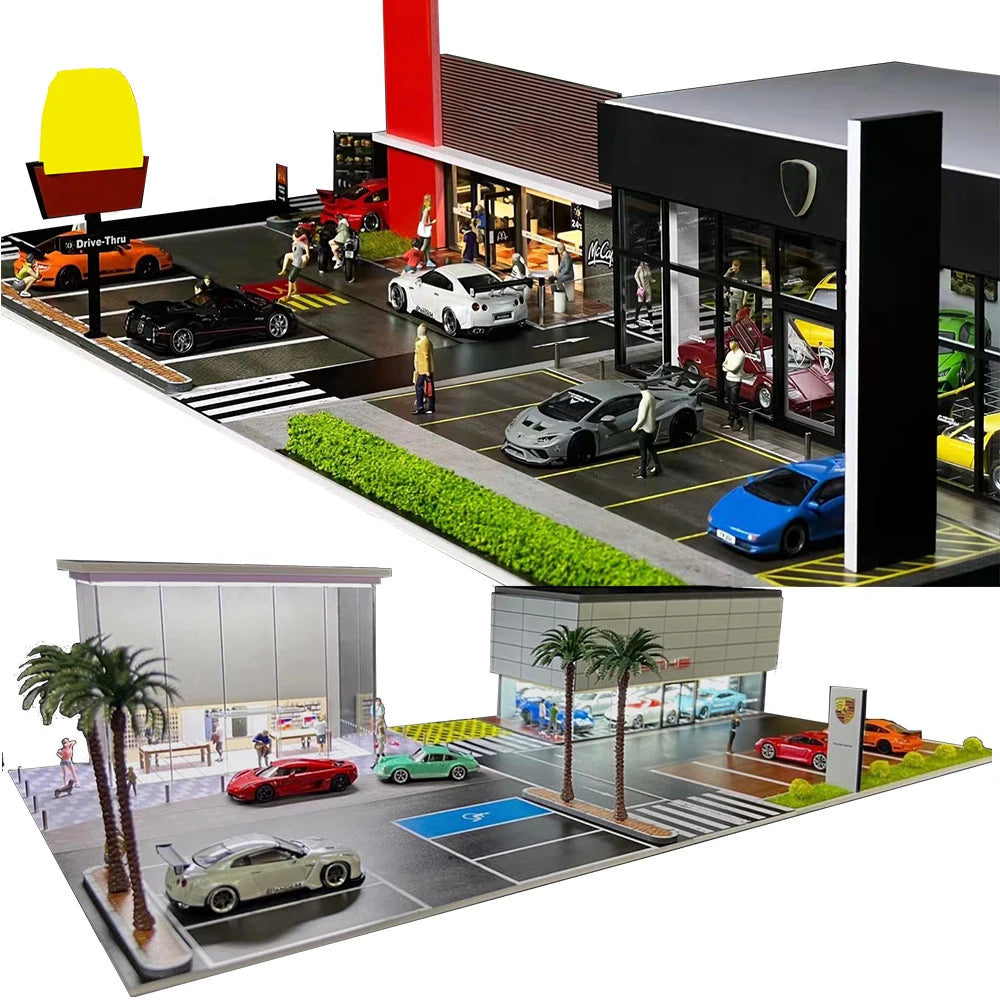 GFans 1:64 Scale Car Garage Diorama Model with LED Lights