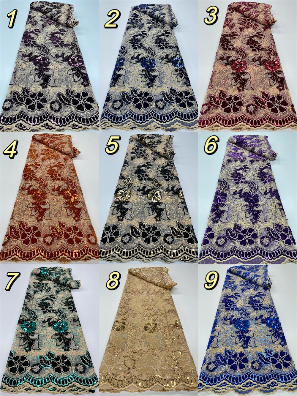 African Sequin Velvet Lace Fabric for Dressmaking RC129