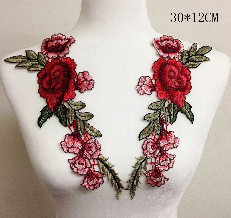 3D Flower Embroidery Applique Patch – 2Pcs Set