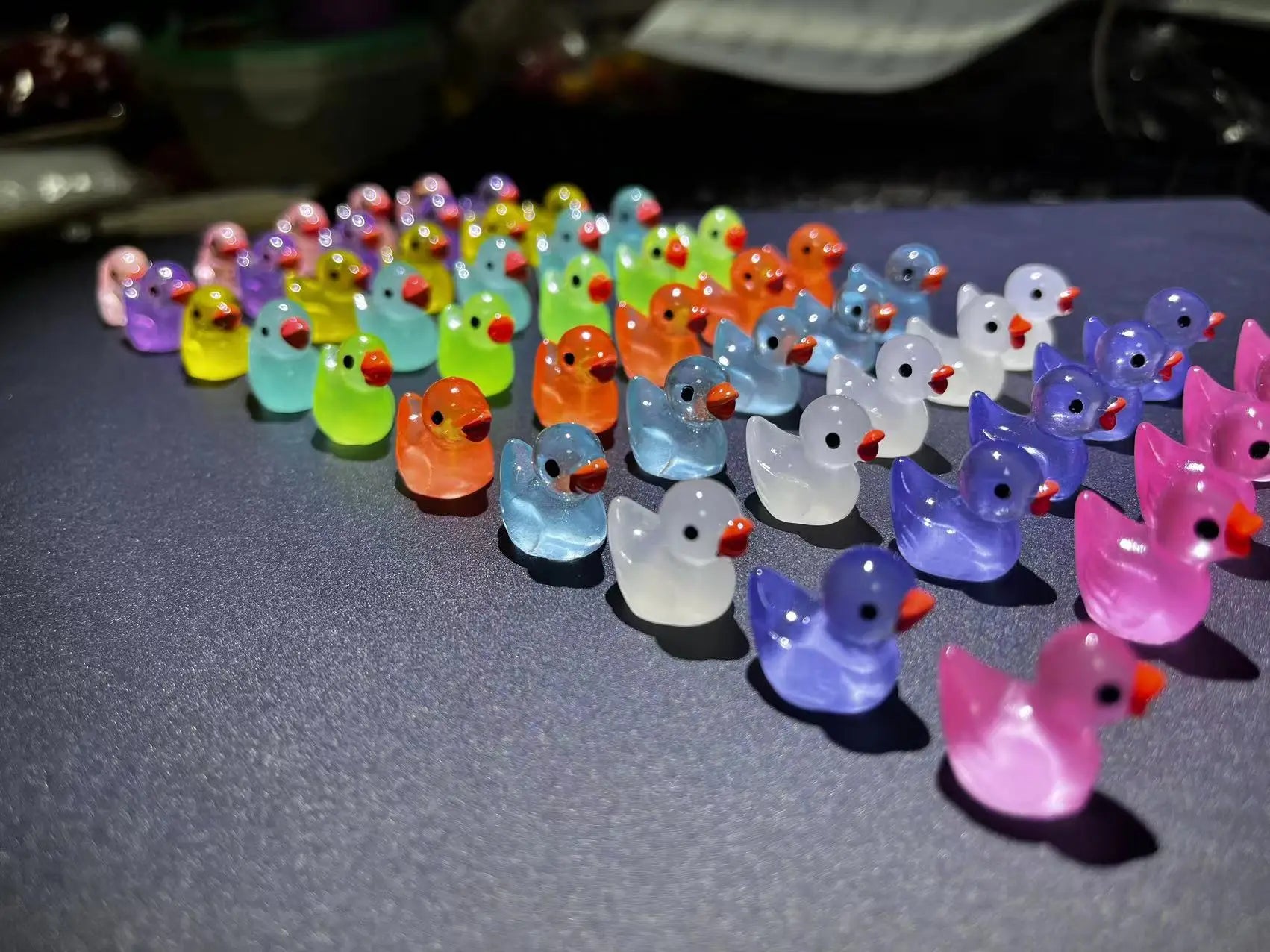 50pcs Luminous Mini Duck Figurines for Fairy Garden Decor