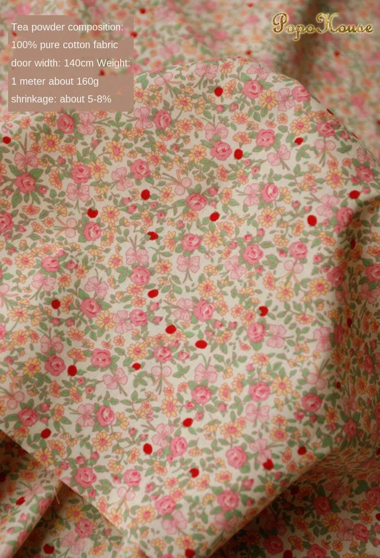 Blue White Porcelain Rose Cotton Poplin Fabric 140x50cm