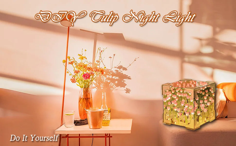 DIY Tulip LED Night Light & Mirror Cube Gift