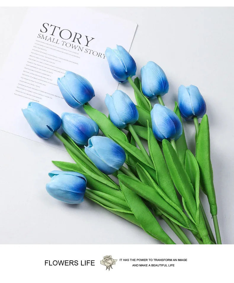 Silicone Artificial Tulip Bouquet – Realistic Floral Stems for Home & Wedding Decor