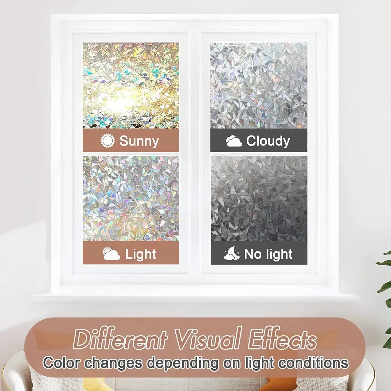 Rainbow Static Cling Stained Glass Privacy Film
