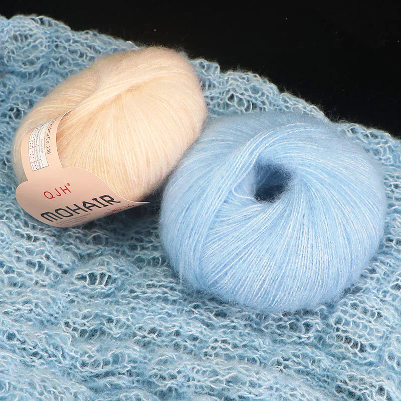 6pcs Soft Mohair Angora Yarn – Fluffy Lace Yarn for Knitting & Crochet (25g/pc)