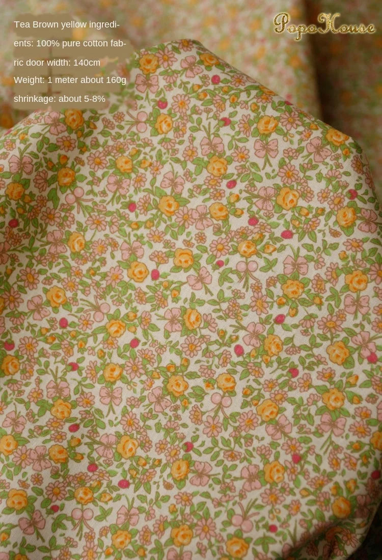 Blue White Porcelain Rose Cotton Poplin Fabric 140x50cm