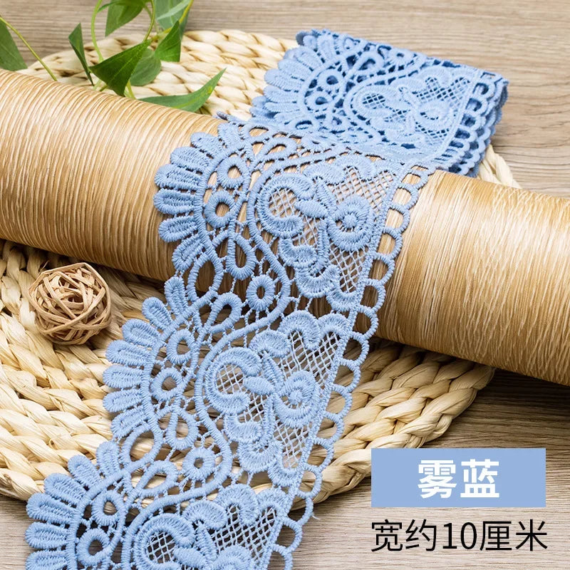 10cm Hollow Floral Embroidered Elastic Lace Trim