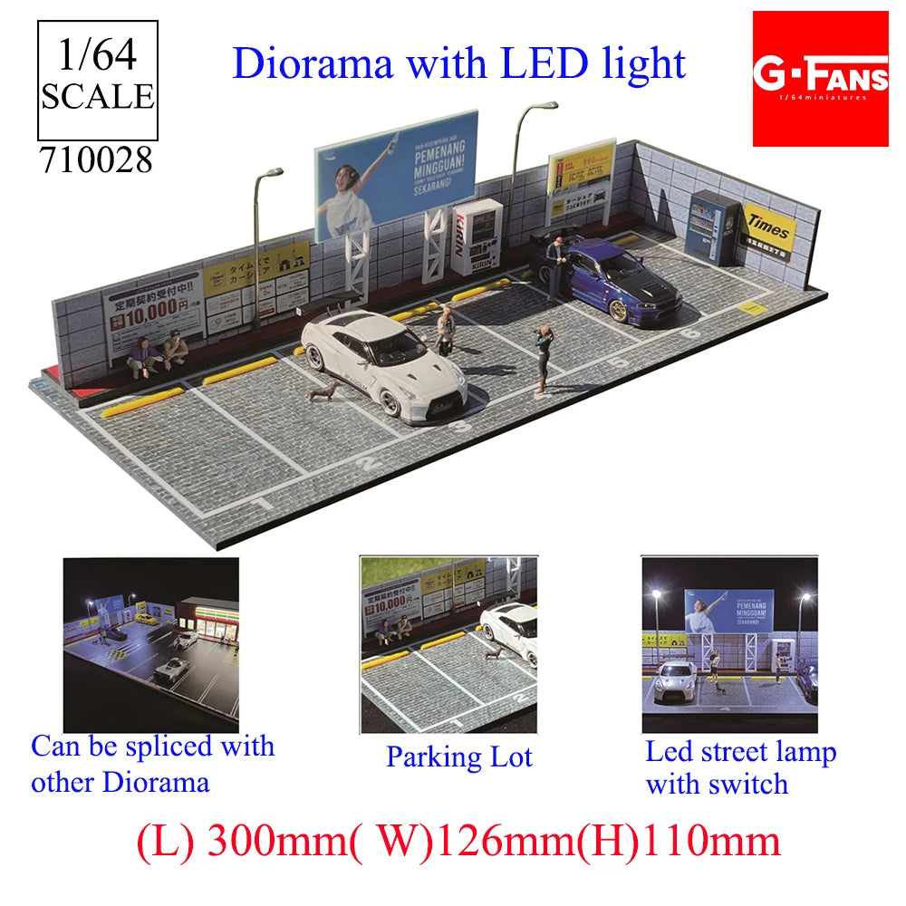 GFans 1:64 Scale Car Garage Diorama Model with LED Lights