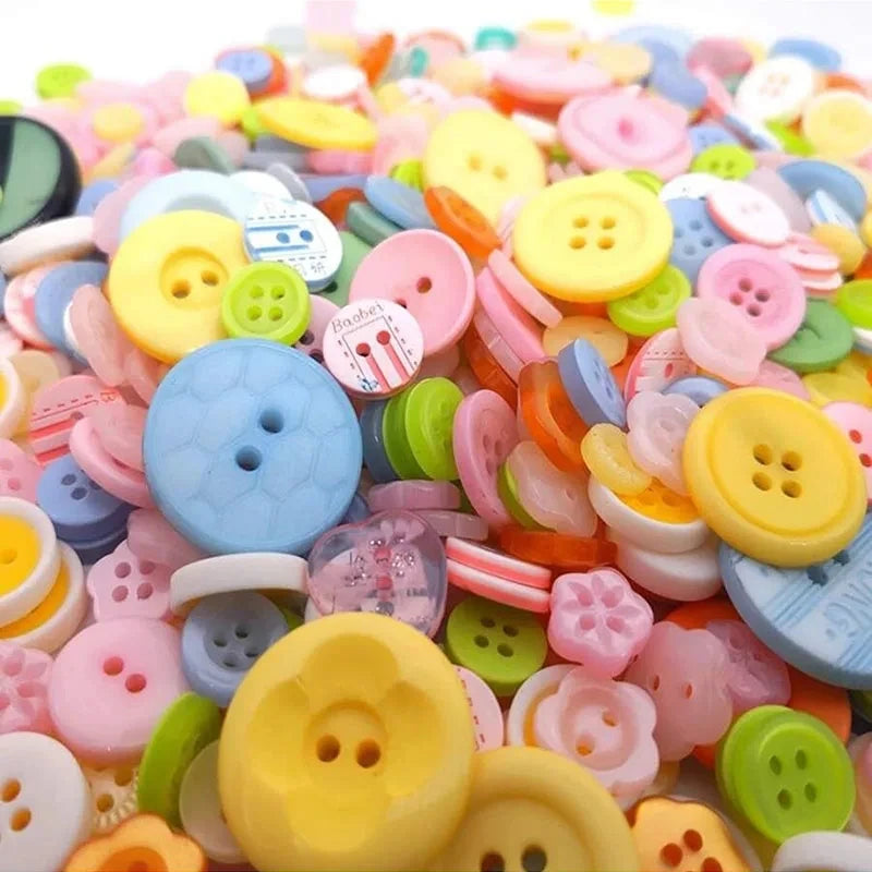 100pcs Mixed Color Round Resin Buttons – DIY Sewing Accessories