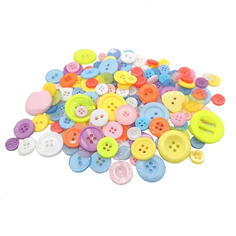 100pcs Mixed Color Round Resin Buttons – DIY Sewing Accessories