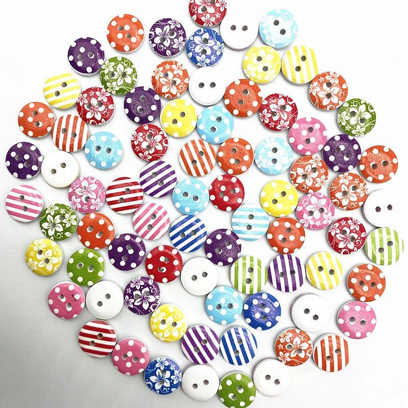 30pcs 15mm Christmas Plaid Round Buttons