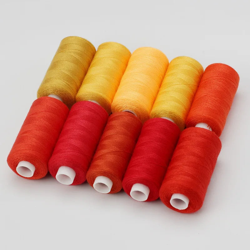 10-Color Polyester Sewing Thread Set – 400 Yards Each