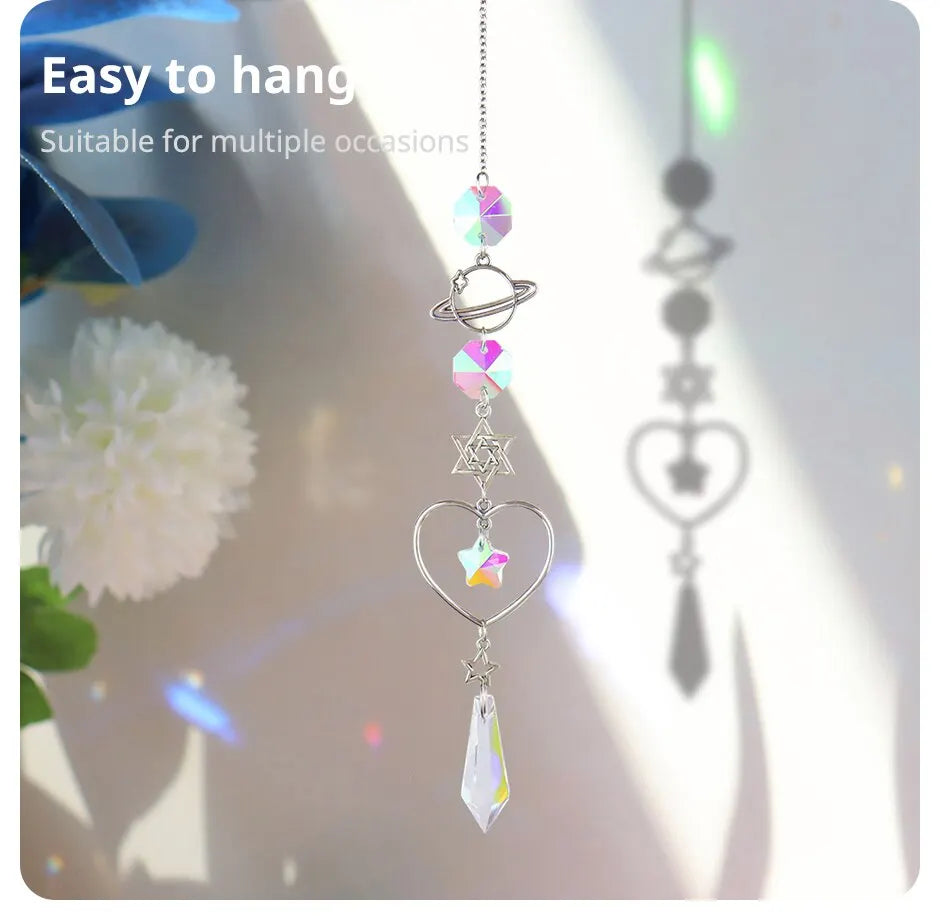 Galaxy Star Moon Crystal Wind Chime Pendant