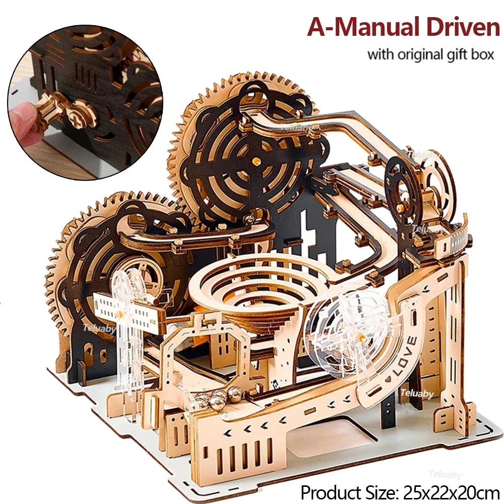 3D Wooden Marble Run Puzzle – Mechanical Model Kit