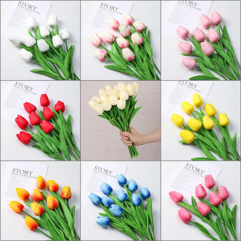 Silicone Artificial Tulip Bouquet – Realistic Floral Stems for Home & Wedding Decor