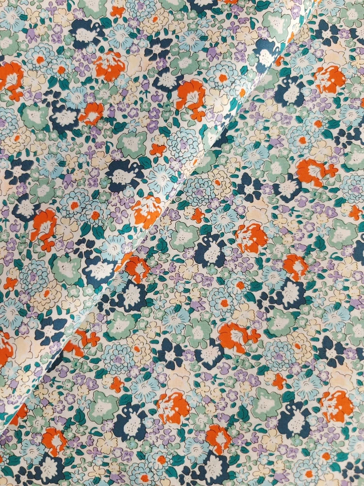 Blue White Porcelain Rose Cotton Poplin Fabric 140x50cm