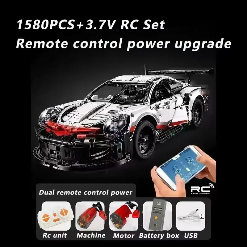 911RSR 1580Pcs RC Racing Car Building Kit with Lights