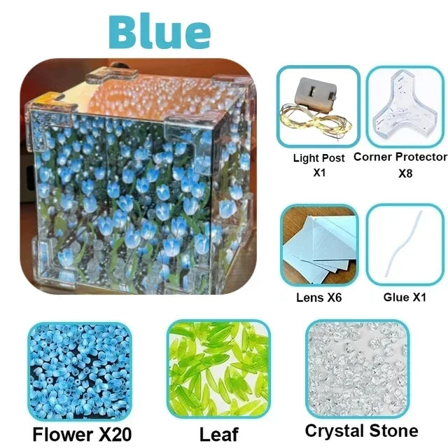 DIY Tulip Mirror Cube Lamp – Handmade Flower Night Light for Bedroom