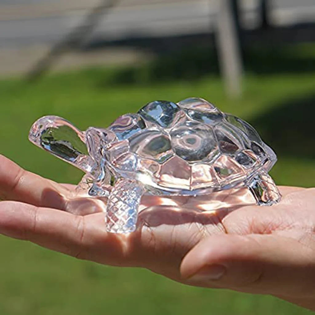 Mini Crystal Turtle Statue for Home or Office Decor